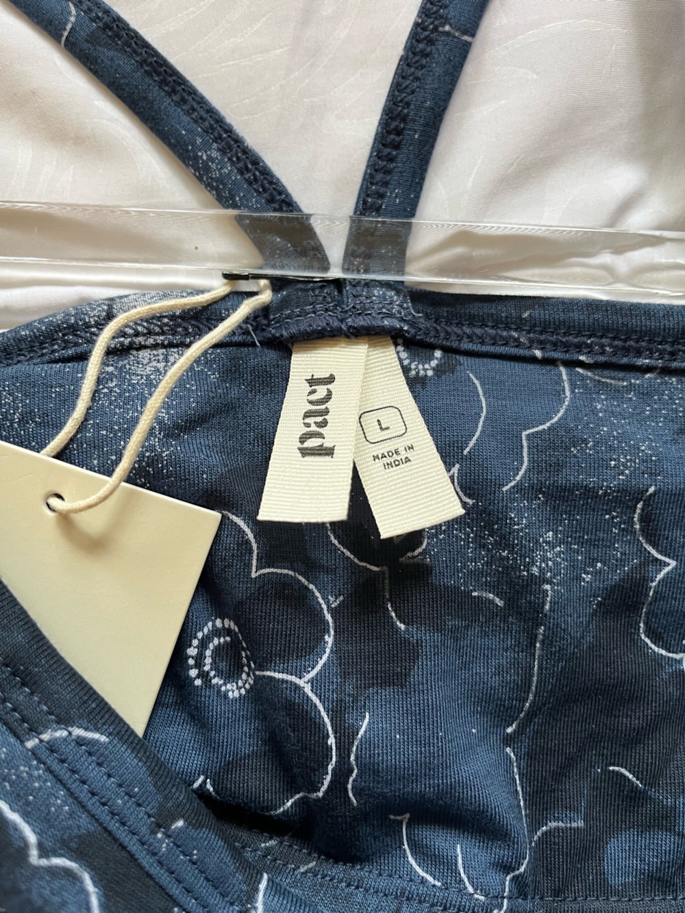 Pact Navy Blue solstice Floral Midi Dress size Large Short - Picture 8 of 10